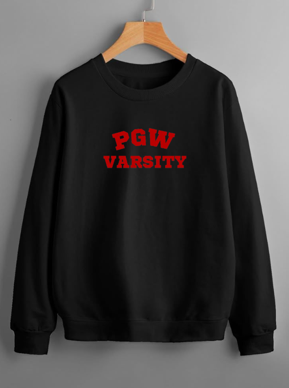 Varsity Sweatshirt Red Text (Black)